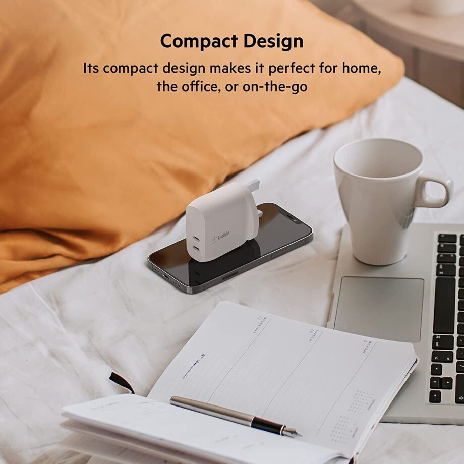 Belkin 40W 2-Port USB C PD 20W Each Fast Charger - White