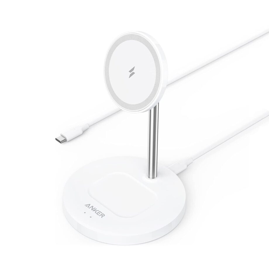 Anker PowerWave Magnetic 2-in-1 Wireless Charger and Stand - White