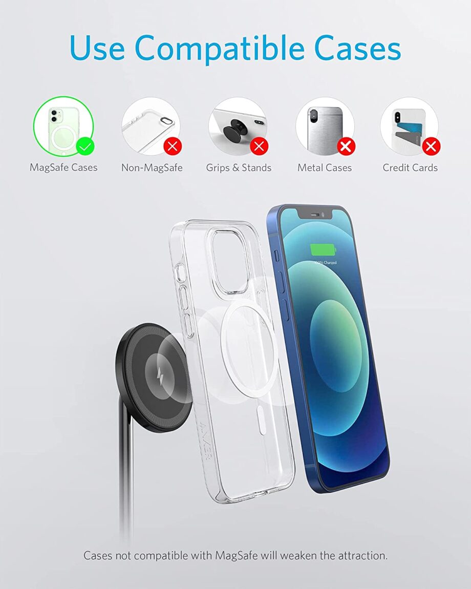 Anker PowerWave Magnetic 2-in-1 Wireless Charger and Stand - Black