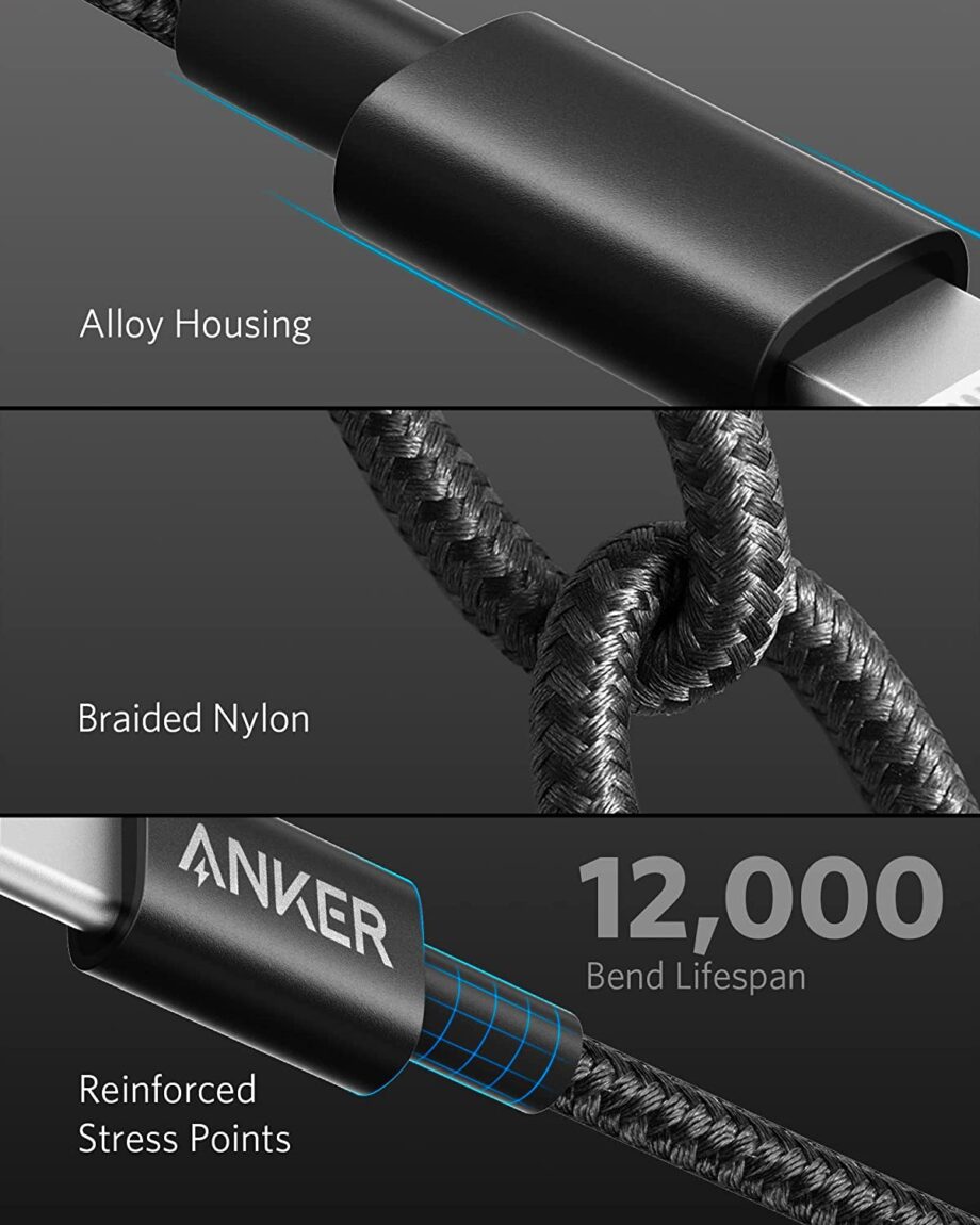 Anker Powerline 331 Nylon Braided USB C to Lightning Cable 1.8M – Black