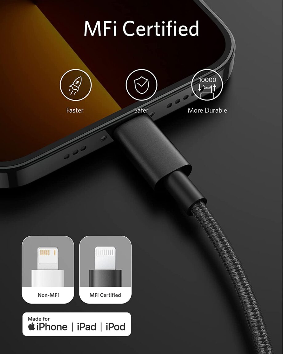 Anker Powerline 331 Nylon Braided USB C to Lightning Cable 1.8M – Black
