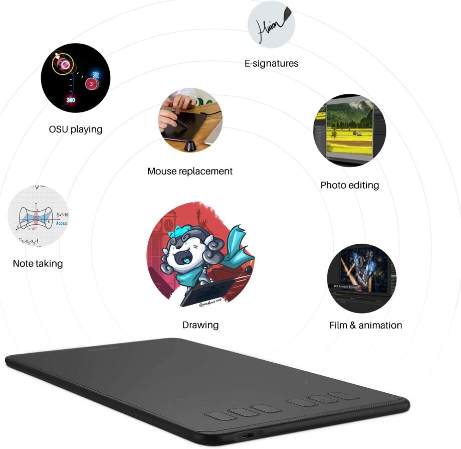 Huion Inspiroy H640P Small Graphics Drawing Tablet with Battery-Free Stylus