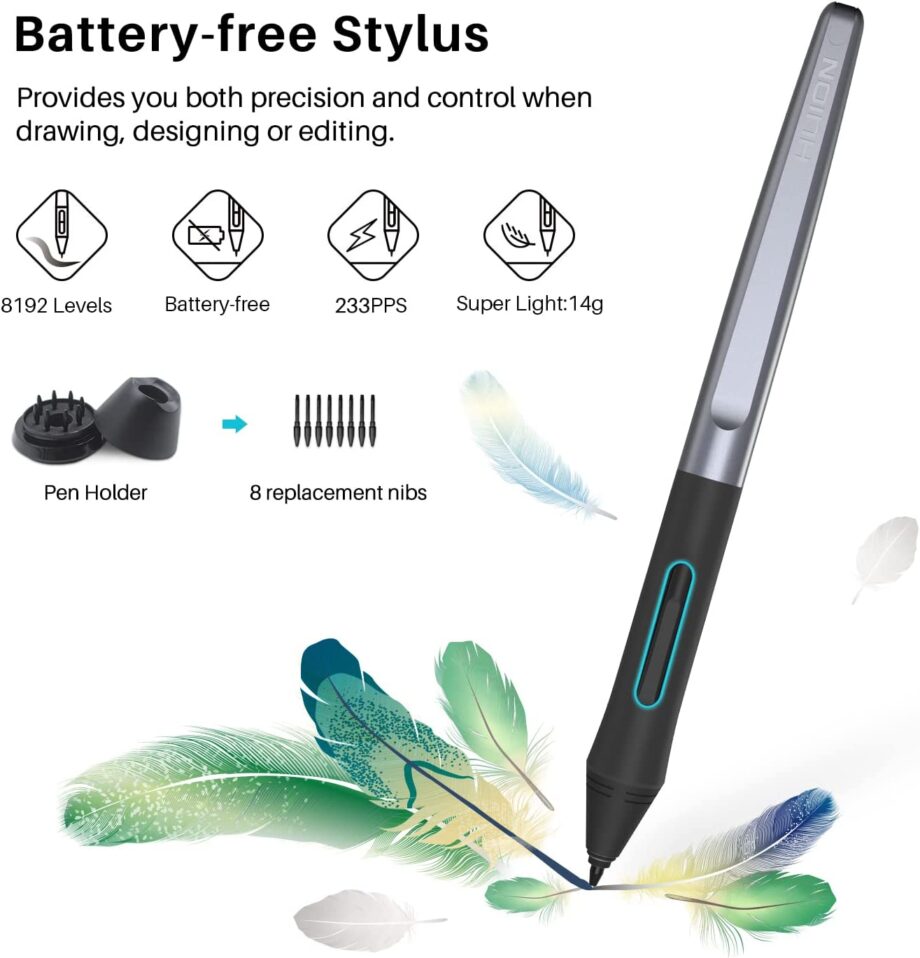 Huion Inspiroy H640P Small Graphics Drawing Tablet with Battery-Free Stylus
