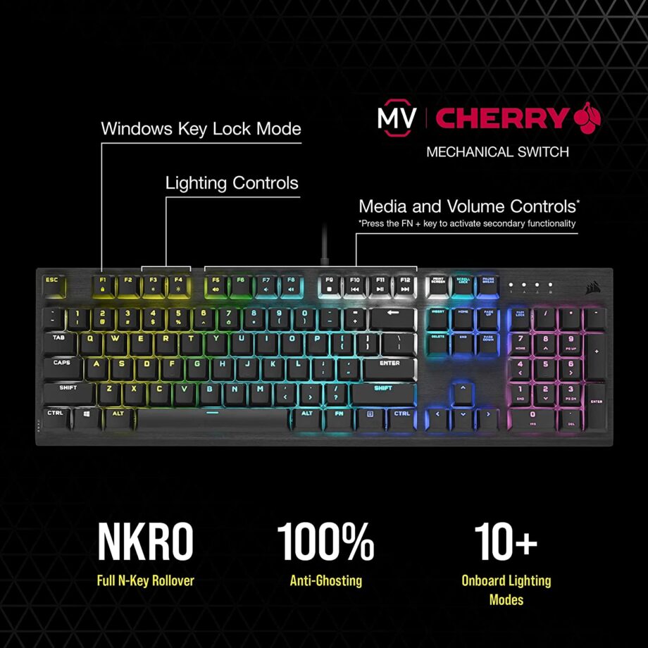 Corsair K60 RGB Pro Wired Mechanical Gaming Keyboard - CHERRY VIOLA