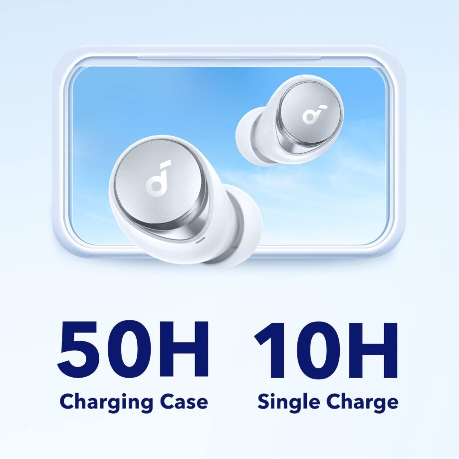 Anker Soundcore Space A40 Auto-Adjustable Active Noise Cancelling Wireless Earbuds - White