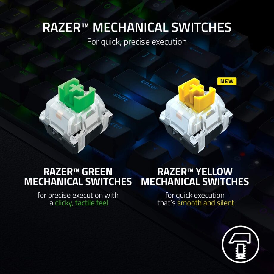 Razer BlackWidow V3 Mechanical Gaming Keyboard - Green Tactile & Clicky Switches