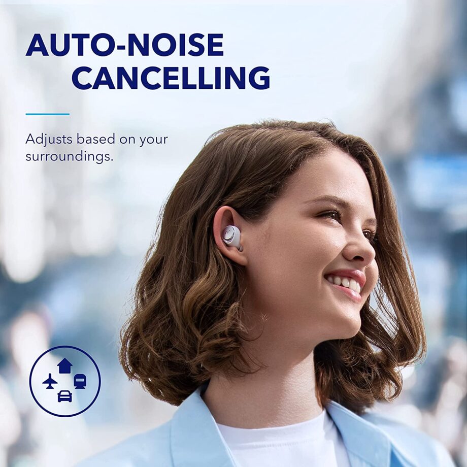 Anker Soundcore Space A40 Auto-Adjustable Active Noise Cancelling Wireless Earbuds - White