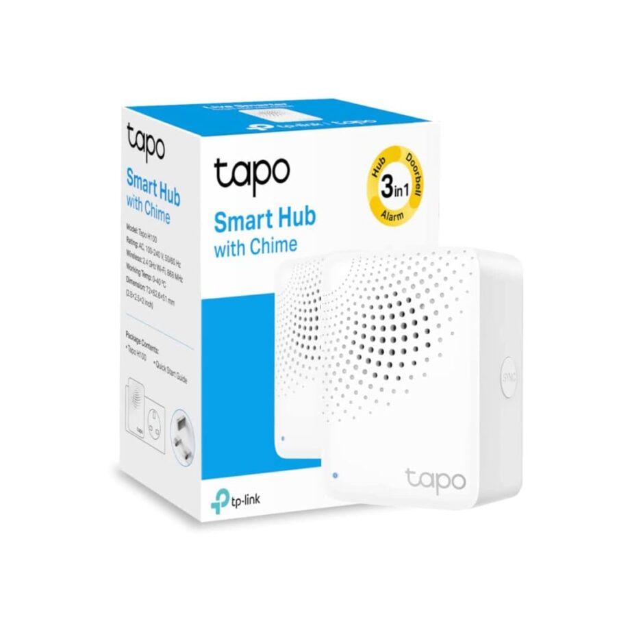 TP-Link Tapo H100 Smart Hub with Chime - Connect Up to 64 Device with 19 Ringtone Options