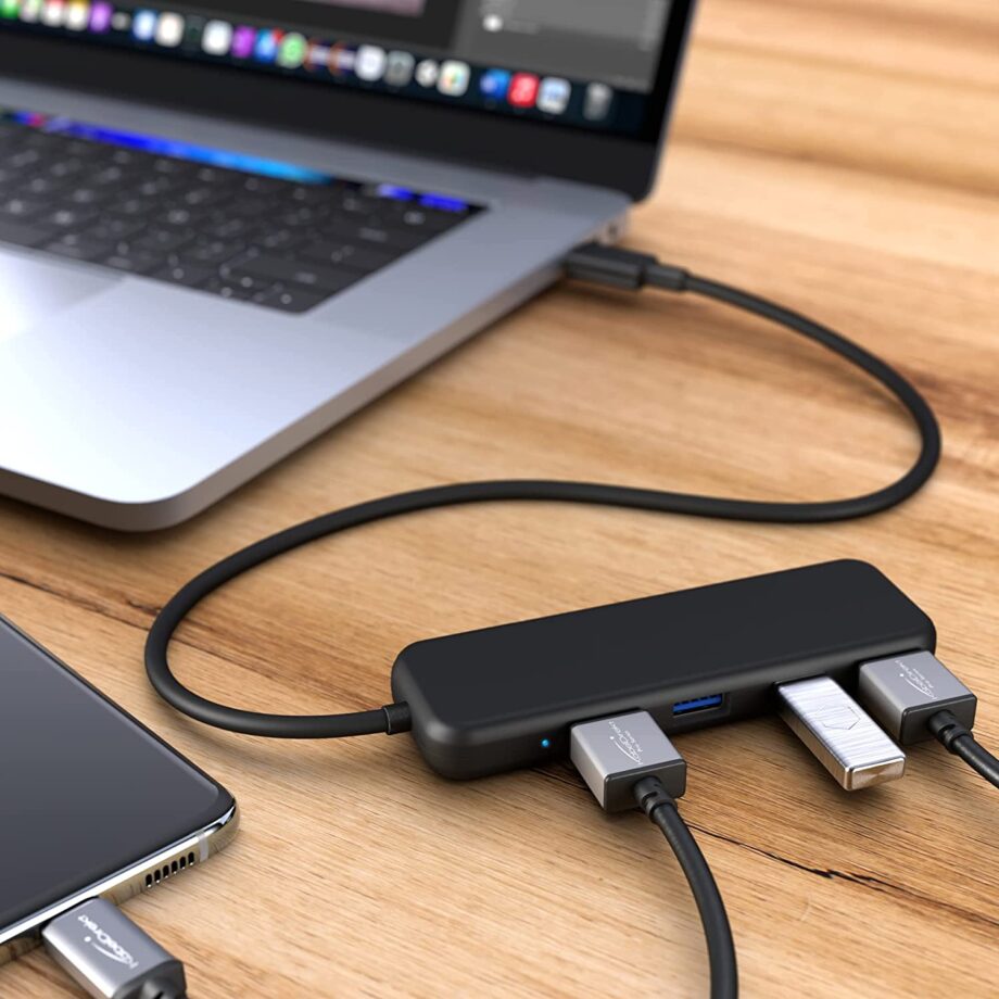 KabelDirekt Type-C to 4-Port USB 3.0 Slim Design Hub