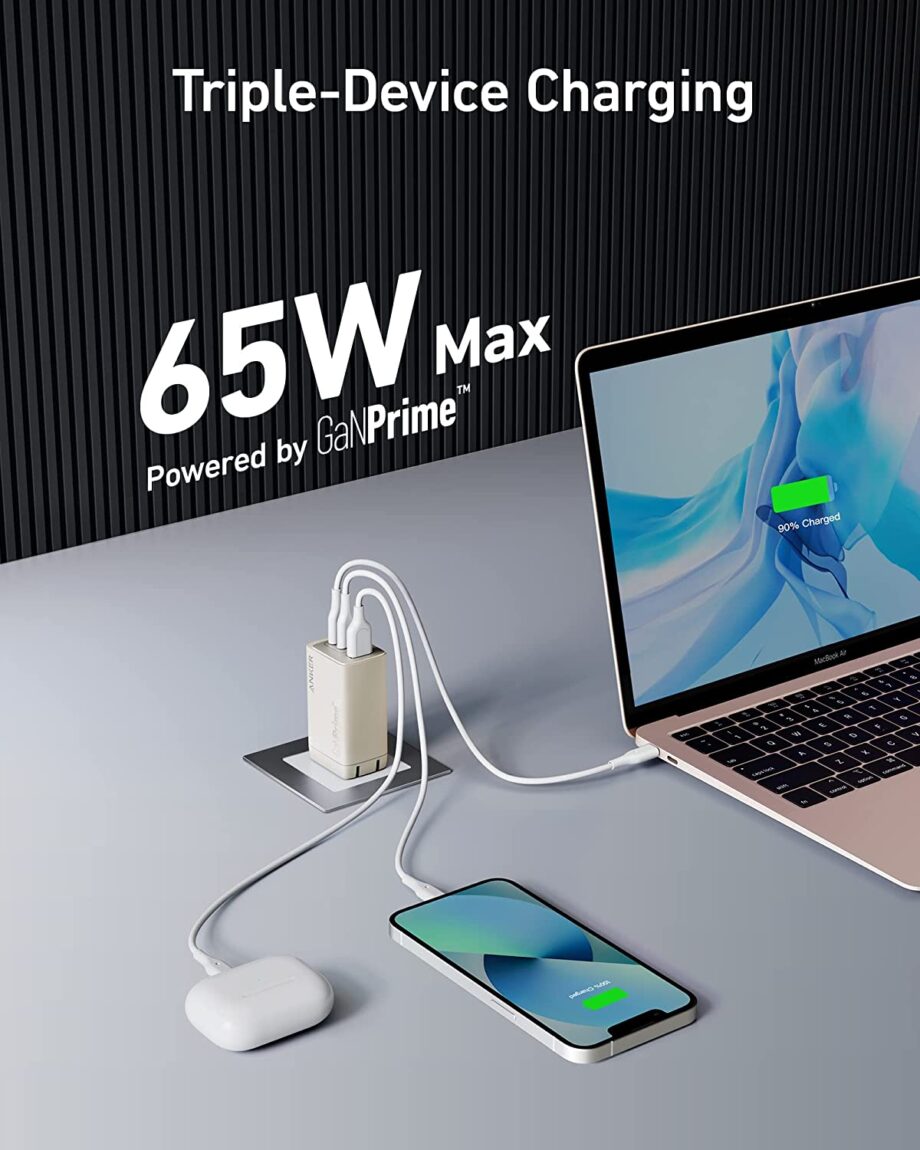Anker 735 GaNPrime 65W 3-Port Fast Charger - Fluid Gold