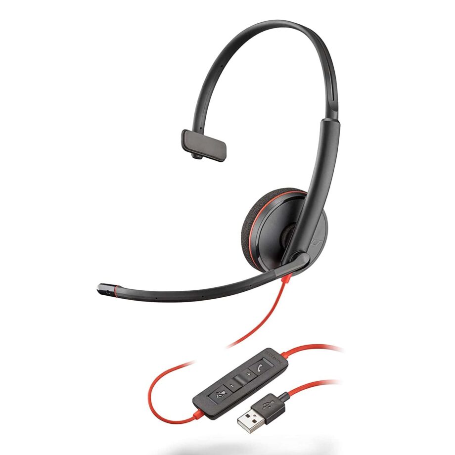 Plantronics Blackwire 3210 Mono Wired USB Headset with Boom Mic