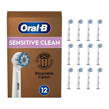 Oral-B Sensitive Clean Electric Toothbrush Heads with CleanMaximiser Technology - 12 Pack