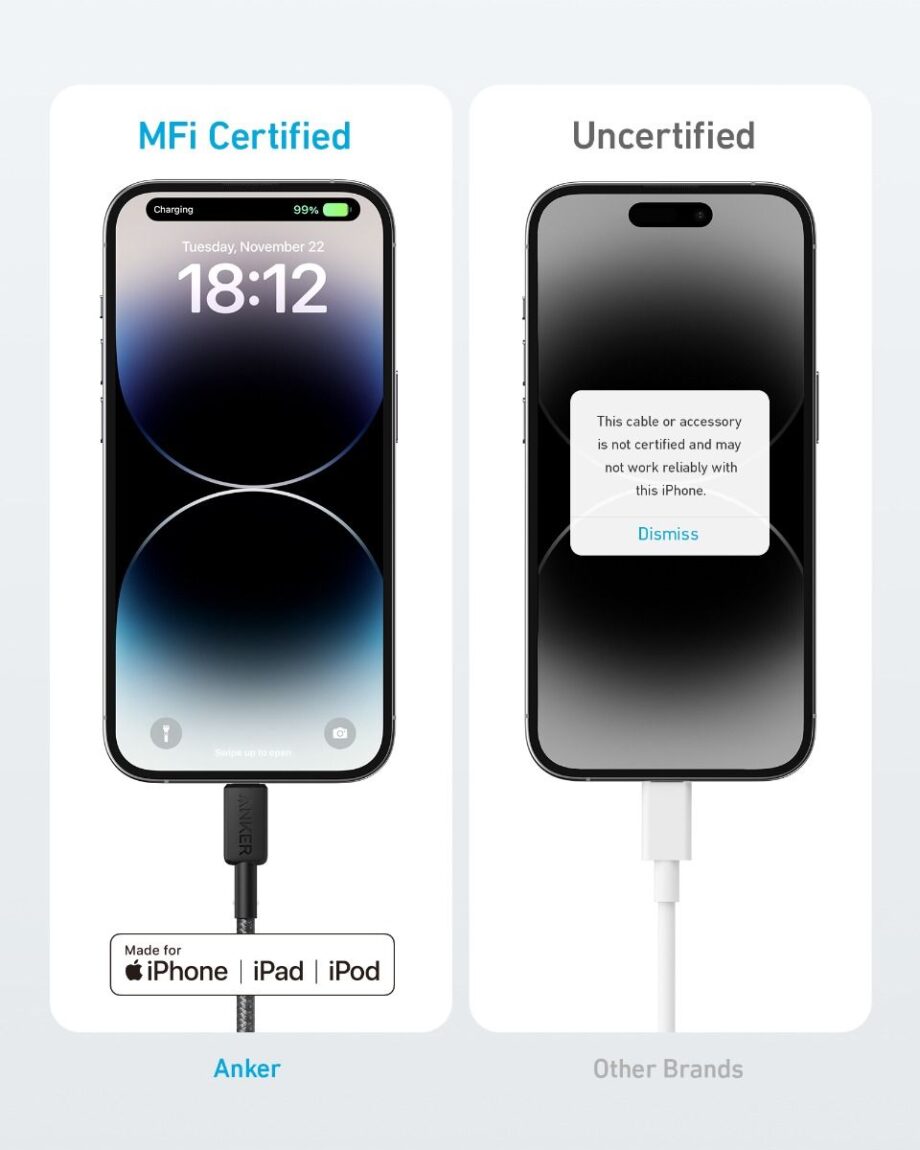 Anker Powerline 322 Braided USB C to Lightning Cable 1.8M – Black