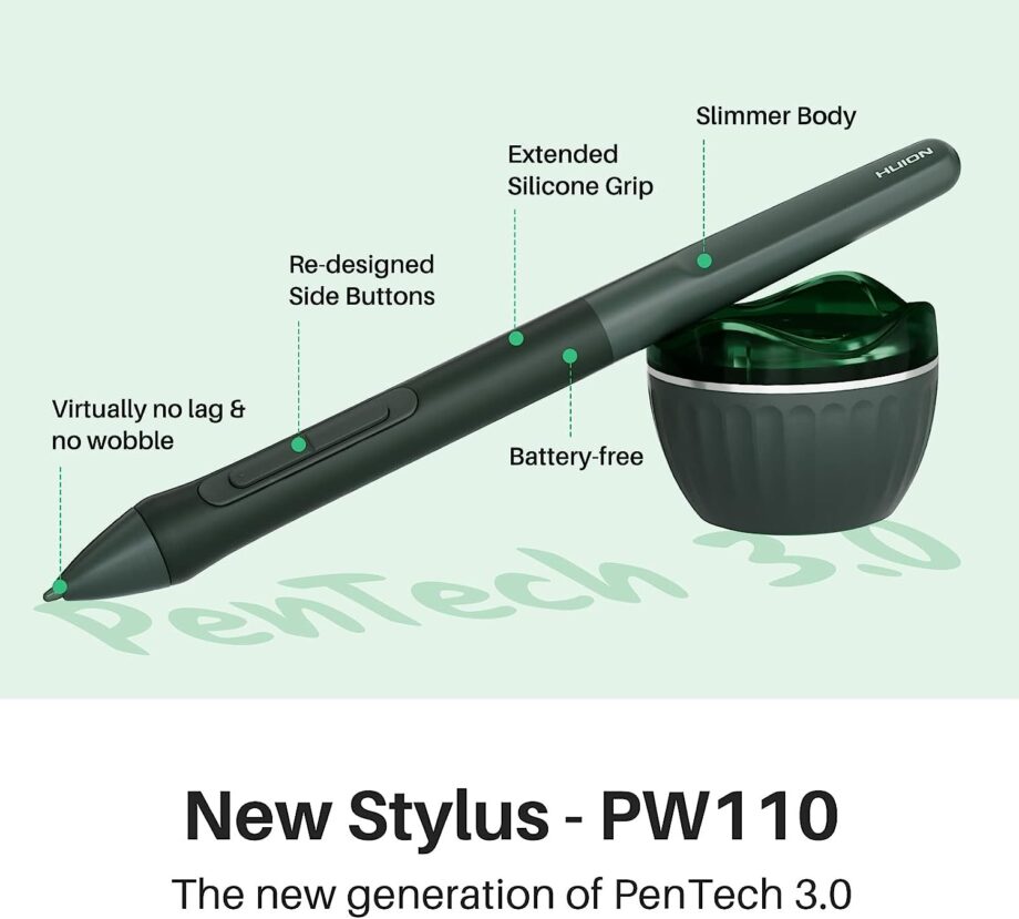 Huion Inspiroy 2 2023 Medium Drawing Tablet with Scroll Wheel - Green