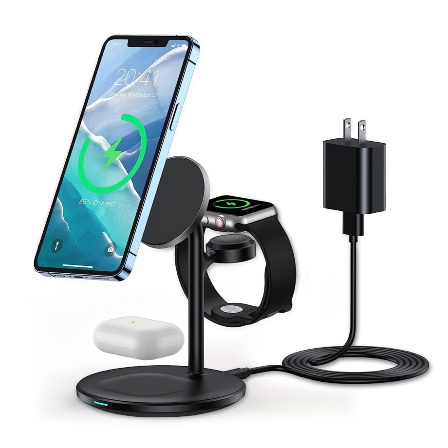 Choetech 3 in 1 Wireless Charging Station for iPhone 12, 13, 14 - Black