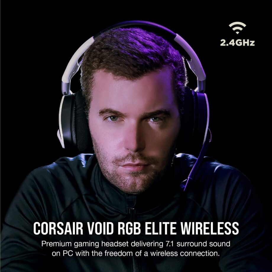 Corsair Void RGB Elite Wireless 7.1 Surround Sound Gaming Headset - White