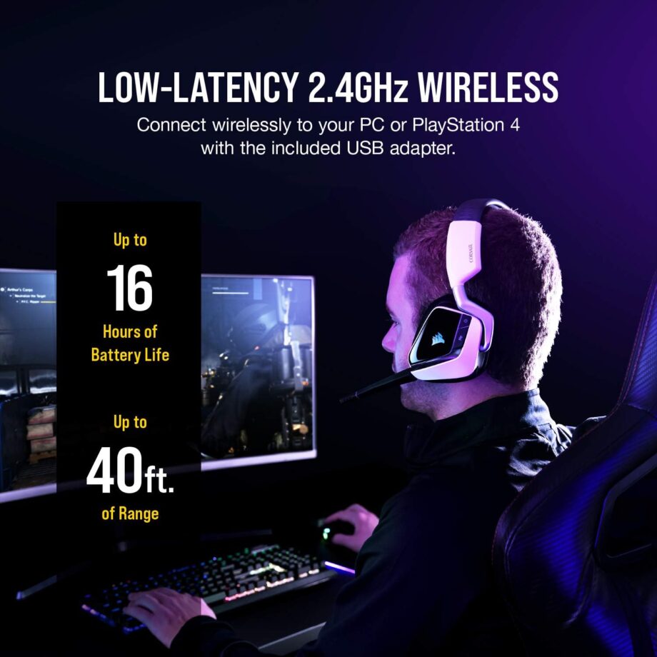 Corsair Void RGB Elite Wireless 7.1 Surround Sound Gaming Headset - White