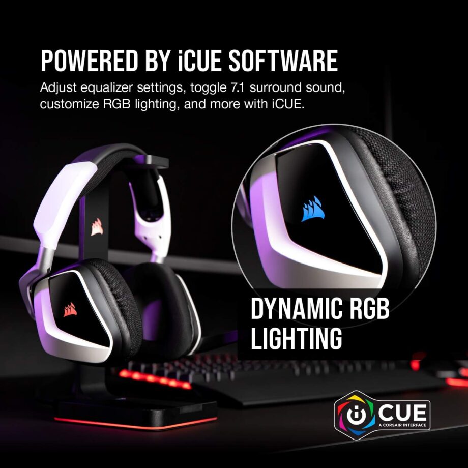 Corsair Void RGB Elite Wireless 7.1 Surround Sound Gaming Headset - White