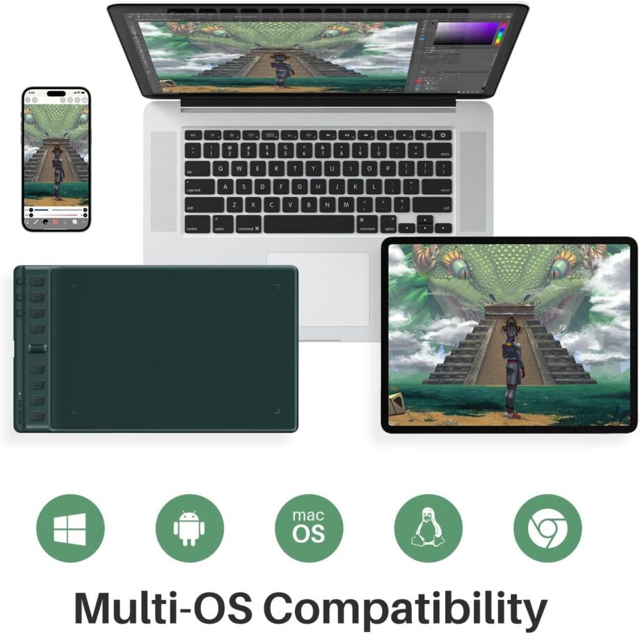 Huion Inspiroy 2 2023 Medium Drawing Tablet with Scroll Wheel - Green