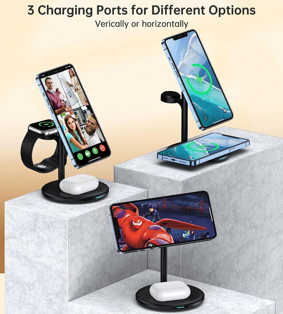 Choetech 3 in 1 Wireless Charging Station for iPhone 12, 13, 14 - Black