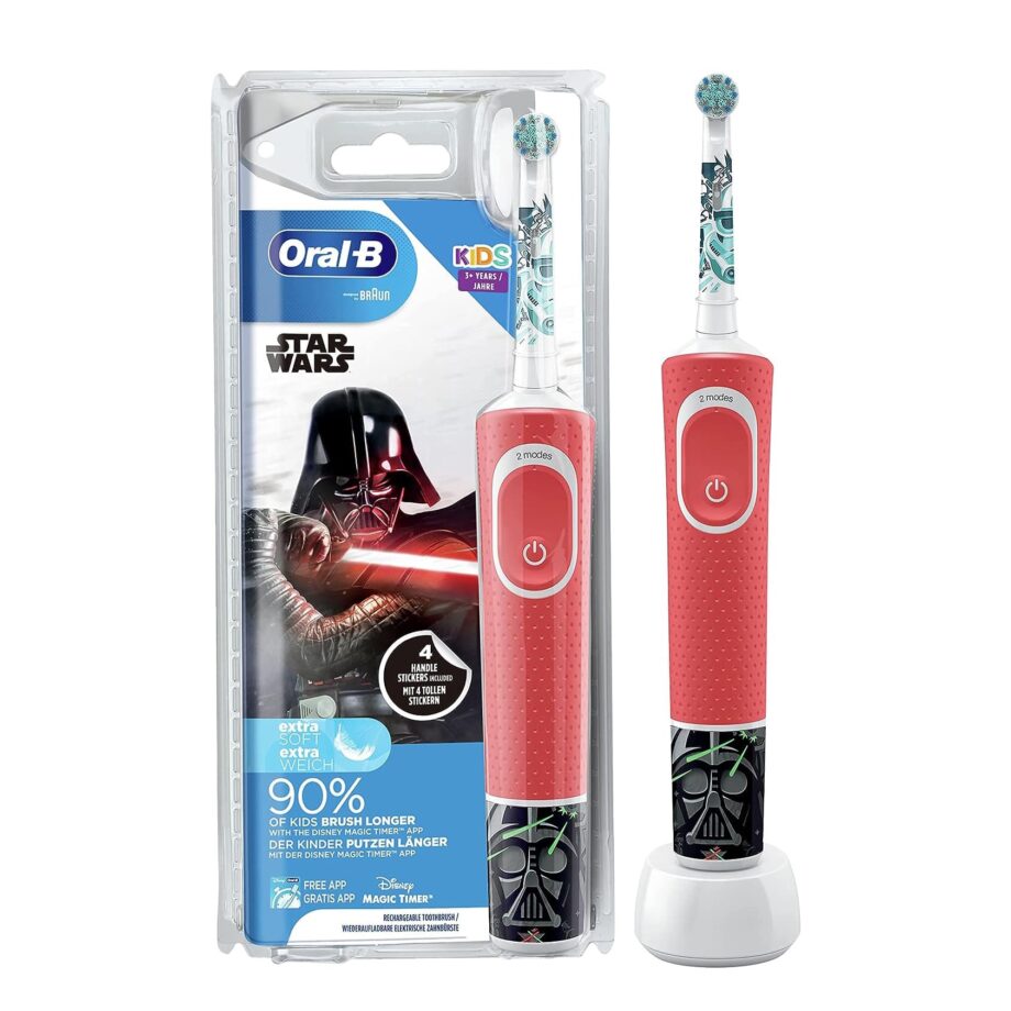 Oral-B by Braun Kids Rechargeable Electric Toothbrush with 4 Star Wars Themed Stickers