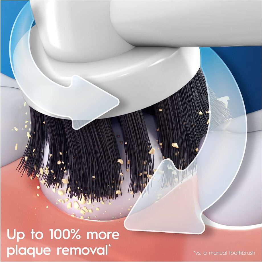Oral-B by Braun Pro 3 3000 Electric Toothbrush with Smart Pressure Sensor & 2 Charcoal Infused Heads