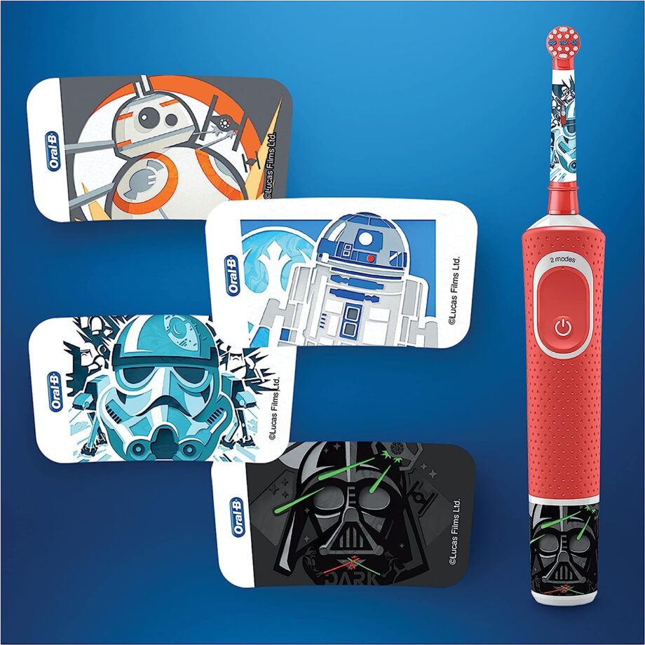 Oral-B by Braun Kids Rechargeable Electric Toothbrush with 4 Star Wars Themed Stickers