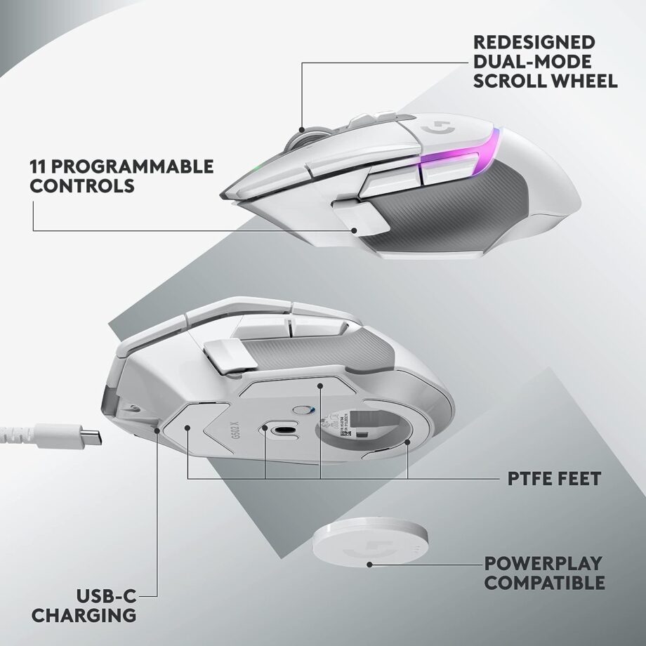 Logitech G502 X Plus Lightspeed Wireless RGB Gaming Mouse - White