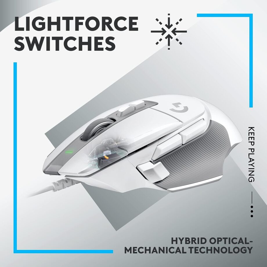 Logitech G502 X Wired LIGHTFORCE Gaming Mouse - White