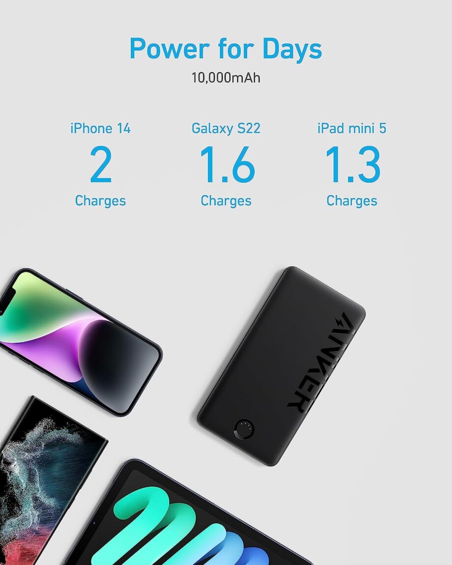 Anker 323 PowerCore 10,000mAh USB-C Power Bank - Black