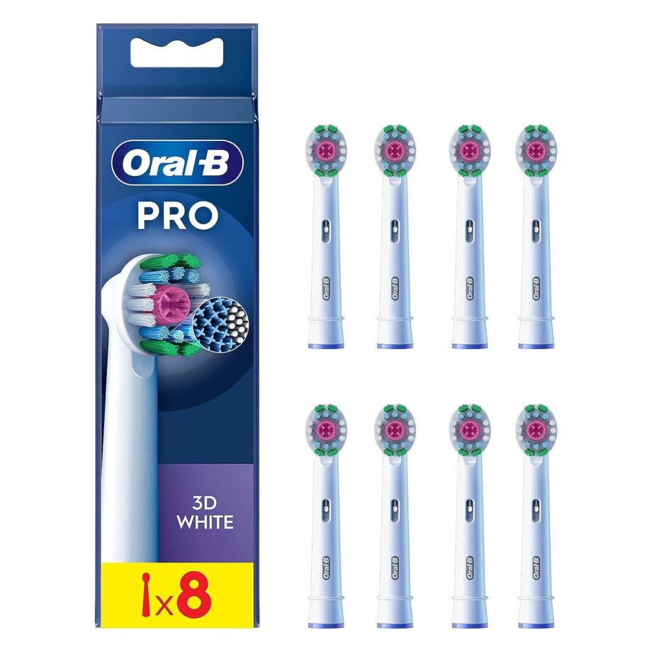 Oral-B 3D White PRO Electric Toothbrush Heads with CleanMaximiser Technology - 8 Pack