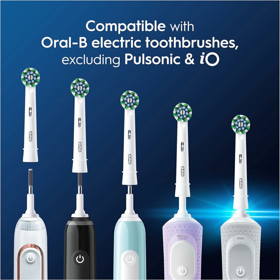 Oral-B CrossAction PRO Electric Toothbrush Heads with CleanMaximiser Technology - White 8 Pack