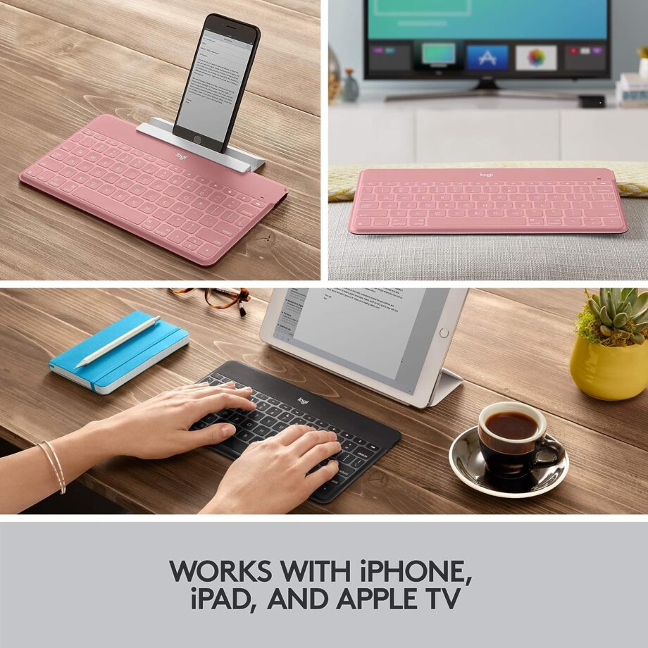 Logitech Keys To Go Super-Slim and Super-Light Bluetooth Keyboard - Pink