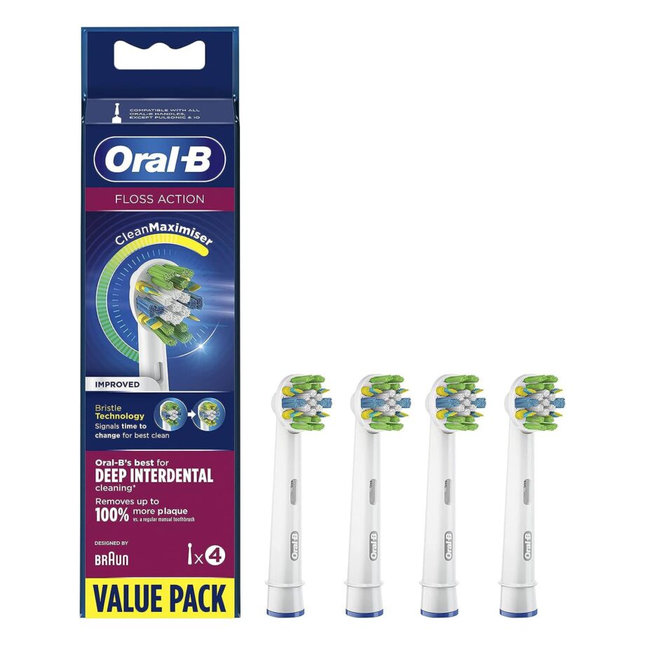 Oral-B Floss Action Electric Toothbrush Heads with CleanMaximiser Technology - 4 Pack