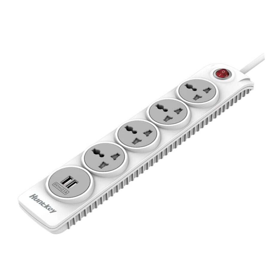 Huntkey Universal Power Strip 4-Sockets + 2-USB, 3M-Power Cord (SZN507) - UK Plug