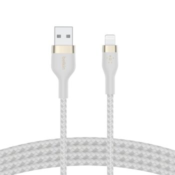 Belkin BoostCharge Pro Flex Braided Lightning Cable (1m) - White