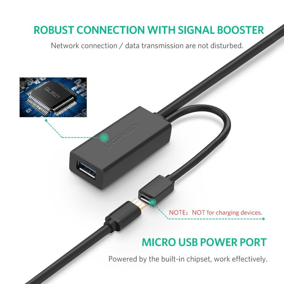 UGREEN USB 3.0 Active Extension Cable with Power - 10M