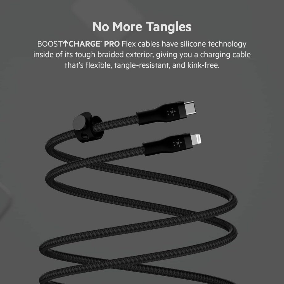 Belkin BoostCharge Pro Flex Braided USB C to Lightning Cable (3M) - Black