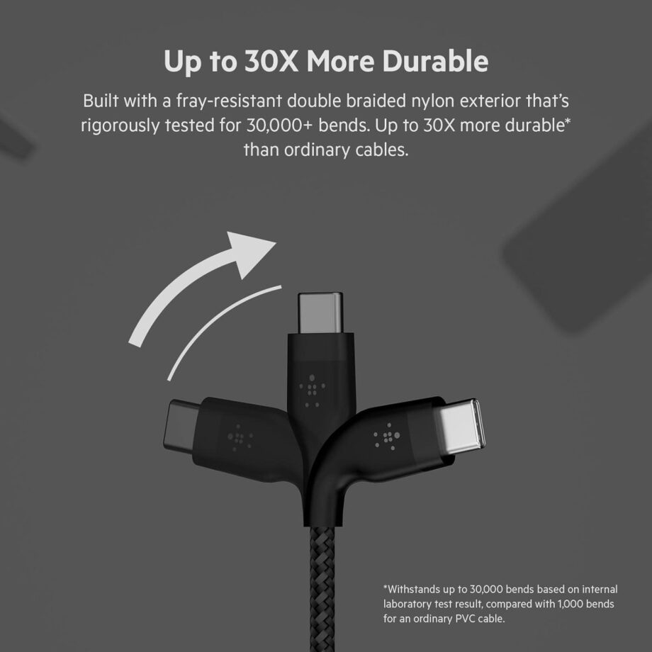 Belkin BoostCharge Pro Flex Braided USB C to C Cable (3M) - Black