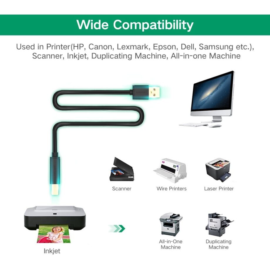 UGREEN USB-A to USB-B 2.0 Active Printer Cable - 10M