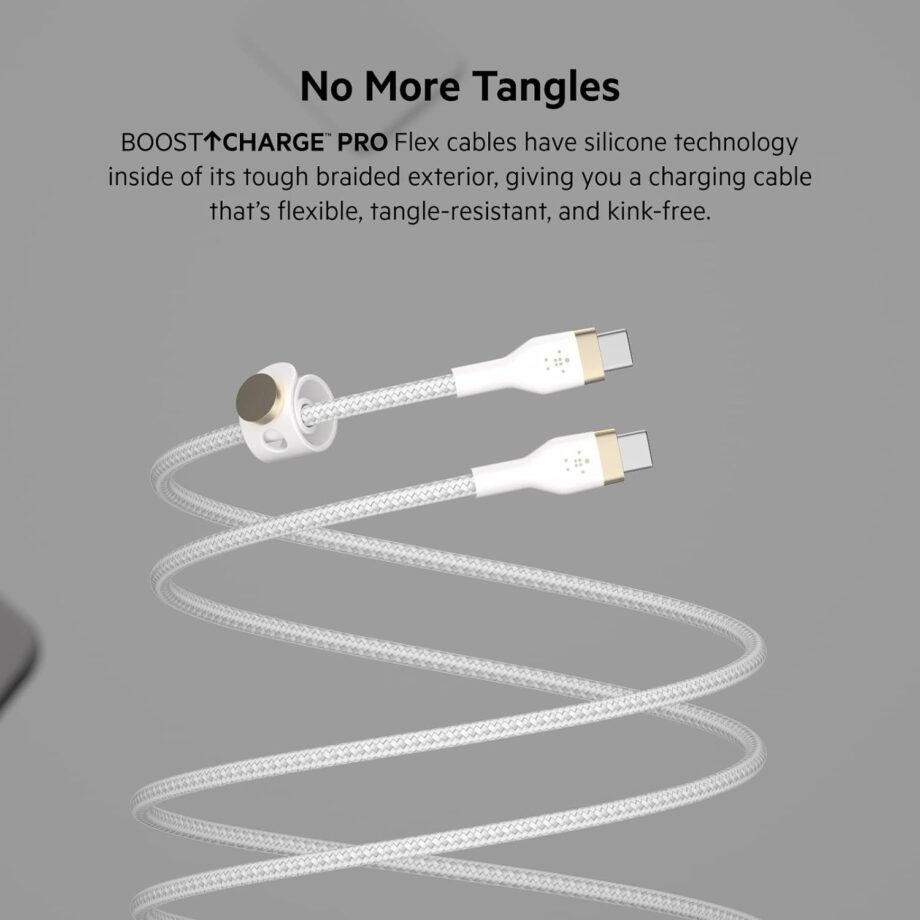 Belkin BoostCharge Pro Flex Braided USB C to C Cable (3M) - White