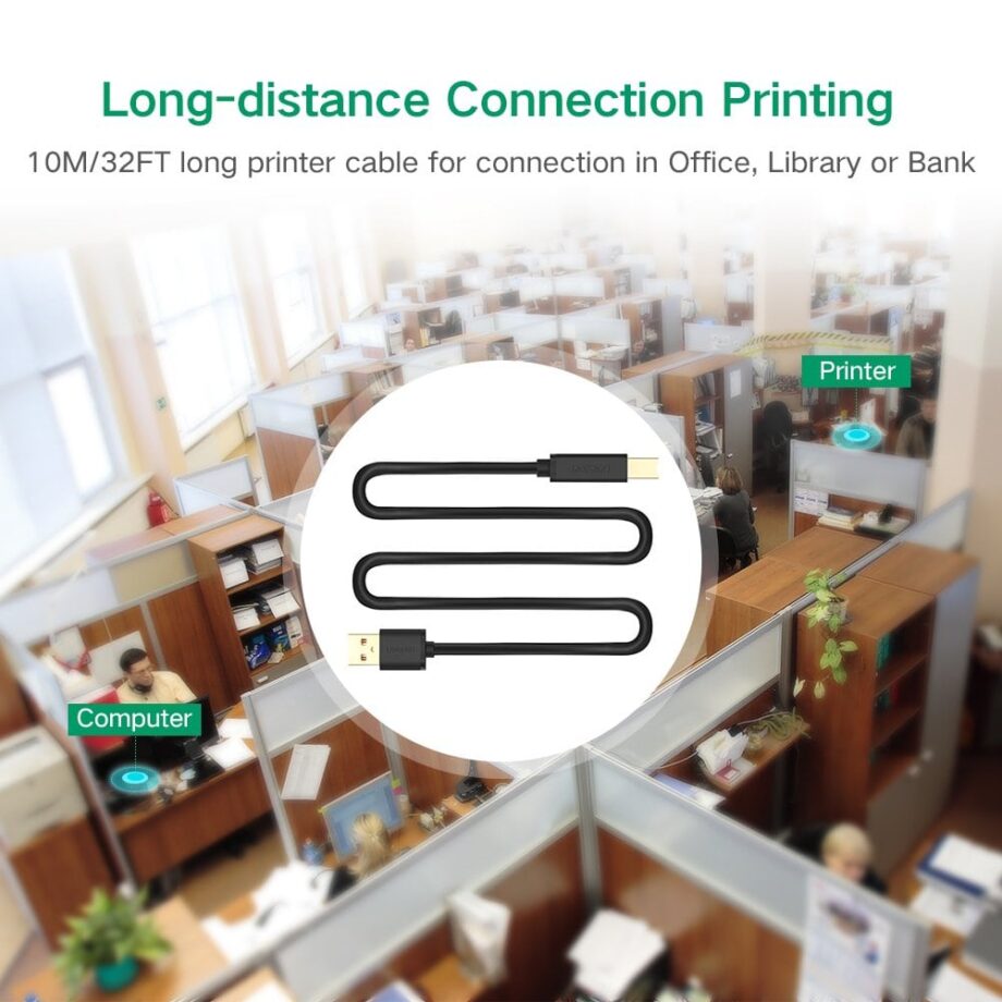UGREEN USB-A to USB-B 2.0 Active Printer Cable - 10M