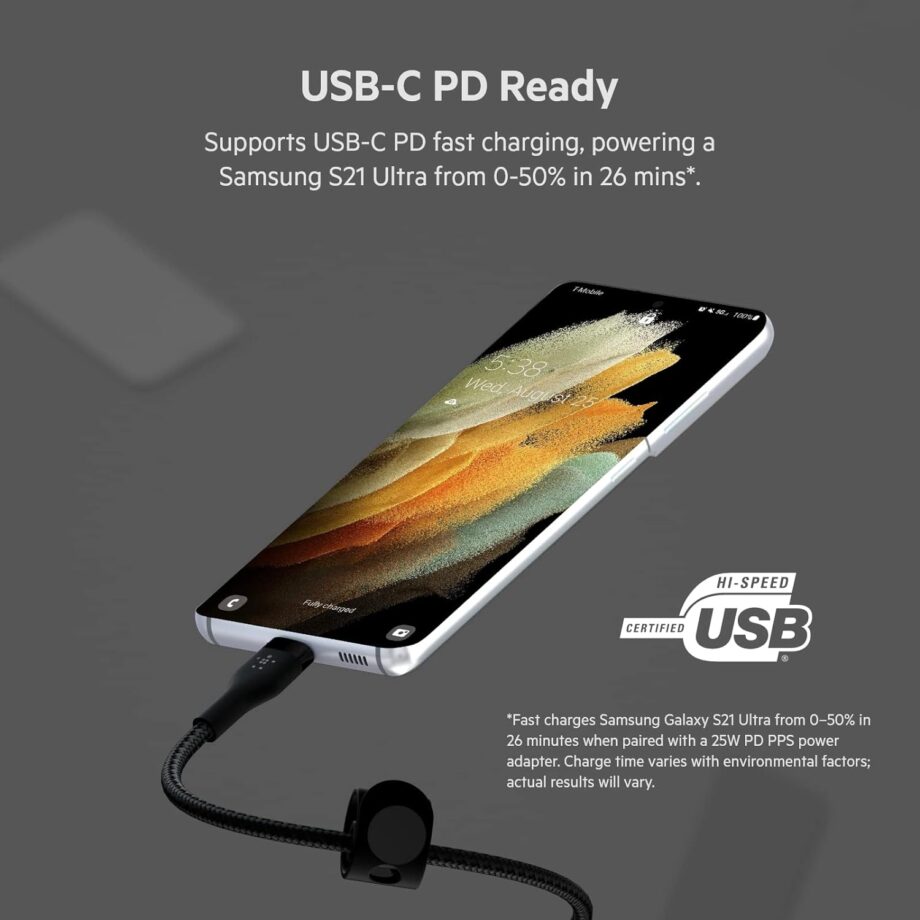 Belkin BoostCharge Pro Flex Braided USB C to C Cable (3M) - Black