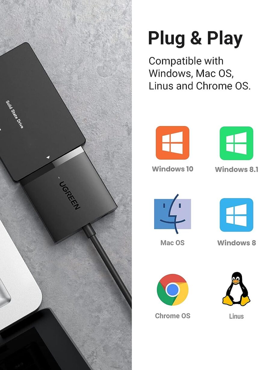 UGREEN 2.5'' & 3.5'' SATA HDD to USB 3.0 Adapter Cable