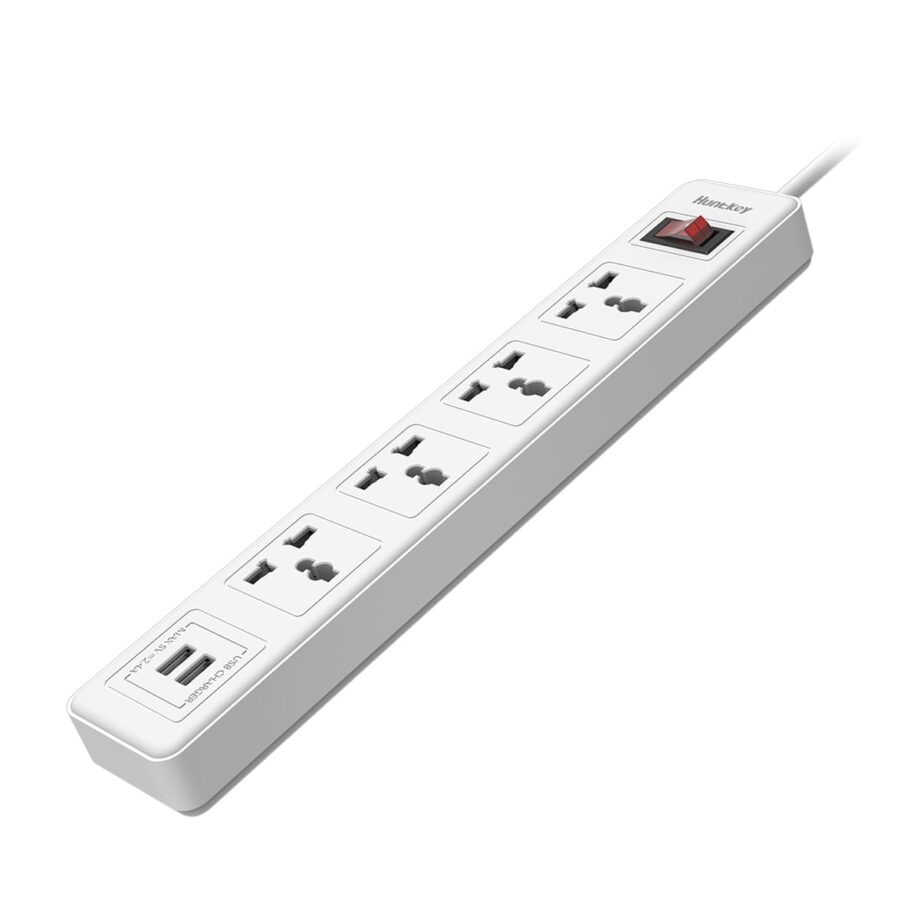 Huntkey Universal Power Strip 4-Sockets + 2-USB, 3M-Power Cord (SSZ507) - UK Plug