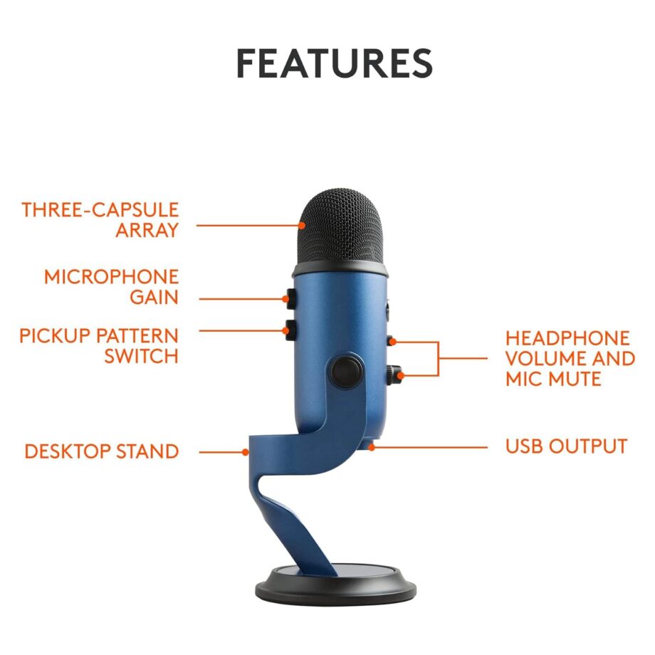 Logitech for Creators Blue Yeti USB Microphone - Midnight Blue