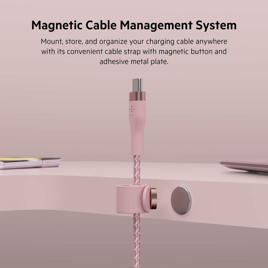 Belkin BoostCharge Pro Flex Braided USB C to C Cable (2M) - Pink