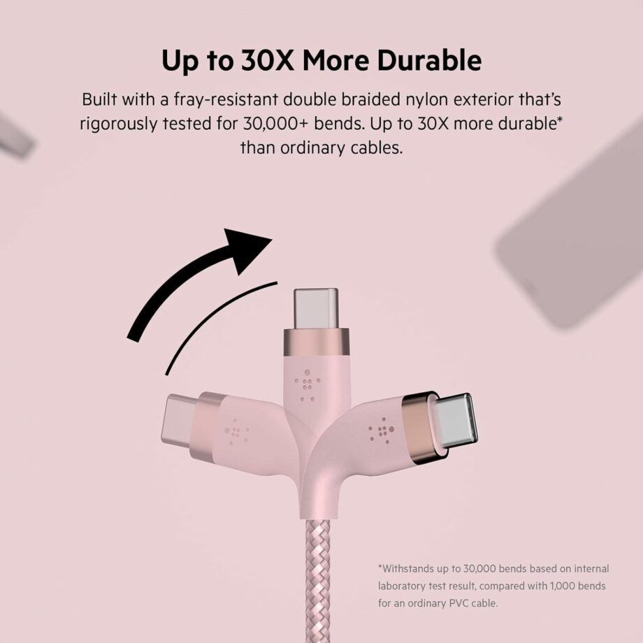 Belkin BoostCharge Pro Flex Braided USB C to C Cable (2M) - Pink