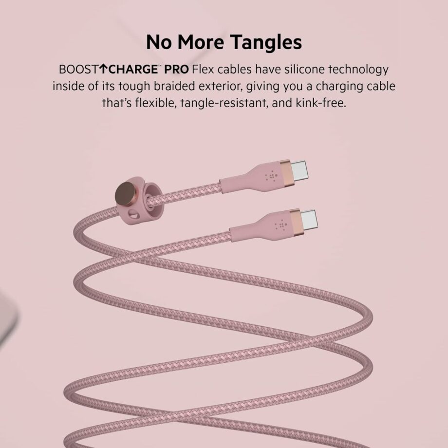 Belkin BoostCharge Pro Flex Braided USB C to C Cable (2M) - Pink