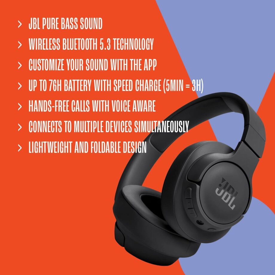 JBL Tune 720BT Wireless Over-Ear Headset - Black